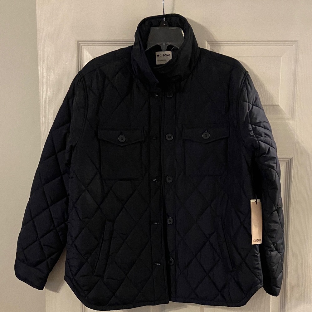 Ci Sono Man  Dark Quilted Puffer Jacket size L length 28” pit to pit 40”